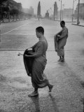 Buy Monks Begging For Food at Dawn on Main Thoroughfare of Bangkok at AllPosters.com