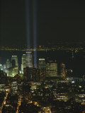 An Elevated View of Manhattan Island at Night