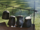 Buy Four Metal Coffee Pots Steaming over an Outdoor Grill at AllPosters.com