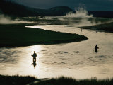 Fishermen in Yellowstone River Surrounded by Geothermal Activity