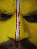 Close-up of the Painted Face of a Huli Tribesman