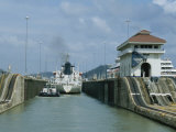 Buy Tugboat Guiding Ship Through a Lock, Panama Canal at AllPosters.com