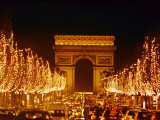 A Night View of the Arc De Triomphe and the Champs Elysees Lit up for Christmas