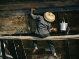 Buy A Chinese Woman Scrubs the Outside of a Junk at AllPosters.com
