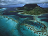 Buy Reefs Ring a Pacific Island and Clouds Hide its Mountain Top at AllPosters.com