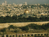 Old Jerusalem, the Dome of the Rock and the Ancient City Wall