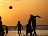 Soccer Game on Beach at Sunset, Zanzibar Town, Zanzibar Island, Zanzibar West, Tanzania