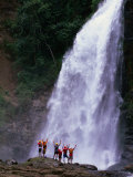 Tourists at Waterfall at Chiriqui Viejo River, Panama