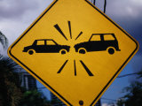 Road Sign Warning of Car Crashes, Panama City, Panama