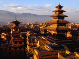 Buy Nyatapola Temple and Surrounding Buildings of Taumadhi Tole at Sunset, Bhaktapur, Nepal at AllPosters.com
