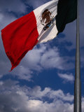 Large National Flag Flying in El Zocalo, Mexico City, Mexico