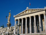 Parliament Building and Athena Fountain in Foreground., Vienna, Austria