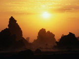 Buy Natural Chimney Formations at Sunset, Lake Abbe, Djibouti at AllPosters.com
