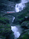 Bridge Crossing Waterfall on Trollstigen Road, Andalsnes, Norway