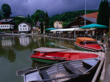 Boats, Inn and Restaurant Above Waterfall Trail in Black Forest, Triberg, Germany