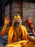 Sadhu Sitting on a Stone Chaitya on the Eastern Banks of the Bagmati River, Pashupatinath, Nepal