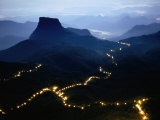 A Long Line of Lights Illuminates the Path to Adam's Peak During the Poya Festival, Sri Lanka
