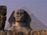 Sphinx with Pyramid in Background, Giza, Egypt