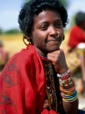 Portrait of Girl Riding Home from Market Near Tessenei, Eritrea