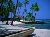 Buy Outrigger Canoe on Beach on South Kona Coast, Puuhonua O Honaunau National Park, Hawaii, USA at AllPosters.com