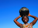 Buy Zulu Woman Carrying Beer Pot, Zululand, South Africa at AllPosters.com