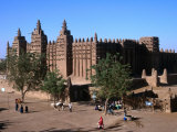 Oblique View of the Facade, Entrance, Wall and Square of the Djenne Mosque, Djenne, Mali