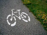Bicycle Painted on Asphalt Marking Bicycle Path, Malmo, Skane, Sweden