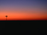 Silhouetted Windmill at Sunset, Mungo National Park, Australia