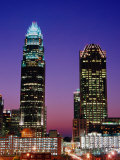 Bank of America Corporate Center (Left) and Hearst Tower at Dusk, Charlotte, USA