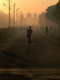 Buy People on Their Way to Work, with St. Gabriel's Church in Background, Awasa, Ethiopia at AllPosters.com