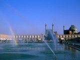 Fountain with Rainbow Outside Masjed-E Emam, Esfahan, Iran