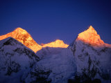 Buy Mt. Everest, Mt. Lhotse and Mt. Nuptse at Sunset from Kala Pattar, Nepal at AllPosters.com