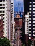 California Street with Bay Bridge in Distance, San Francisco, California, USA