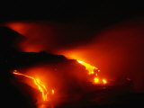 Molten Lava Cascading into Pacific Ocean During Eruption of Kilauea Volcano, Hawaii, USA