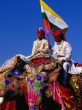 Buy Decorated and Painted Elephants Posing for Judges at Annual Elephant Festival, Jaipur, India at AllPosters.com