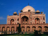 Mughal Architecture on Decorated Facade of Humayun's Tomb, at Sunset, Delhi, India