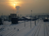 Buy Snow-Covered Train Station at Dawn, Kaunas, Lithuania at AllPosters.com