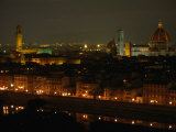 The Dome of Florence's Duomo and Its Landmark Torre d'Arnolfo at Night, Florence, Tuscany, Italy