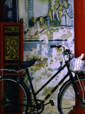 Bicycle Against Muralled Wall of Chinese Temple at Marudi, Sarawak, Malaysia