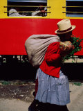 Food Vendor at Ollantaytambo Station on the Cuszo-Aguas Calientes Train Line., Cuzco, Peru