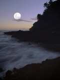 Twilight Over the Coastal Te Pari Cliffs in Tahiti, Tahiti, the French Polynesia