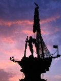 Peter the Great Monument Near Gorky Park Silhouetted at Sunset, Moscow, Russia