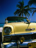 Old Yellow Chevrolet, Parked by the Ocean, Varadero, Matanzas, Cuba