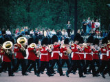 Marching Band of Guards in Uniform, Part of Changing of the Guard at Buckingham Palace, England