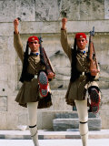 Evzones (Royal Guards) Performing Changing of Guard at Parliament Building, Athens, Greece