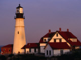 Dusk at Portland Head Lighthouse on Cape Elizabeth, Fort Williams State Park, USA