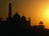 Buy Domes and Minarets of Mosque in Taj Mahal Gardens Silhoutted at Sunset, Agra, Uttar Pradesh, India at AllPosters.com