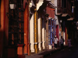 Children Walking Past Colonial Facades on Cartagena De Indias, Cartagena, Colombia