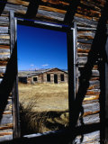 Hut Framed by Window of Burnt Log Cabin, Wind River Country, Lander, USA