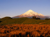 Snow-Capped Mt. Taranaki from Across Plain, Taranaki, North Island, New Zealand